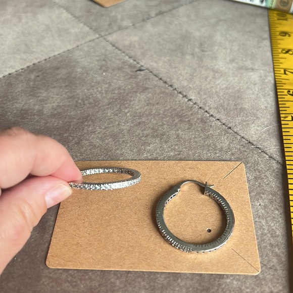 Rhinestone hoop earrings - Picture 2 of 3